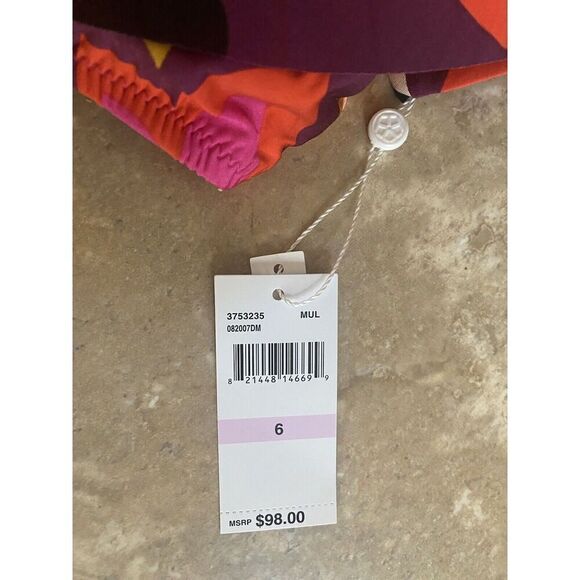 NWT $98 Trina Turk 6 Multi Bikini Top Ruffle Padded Stretch - Picture 3 of 5